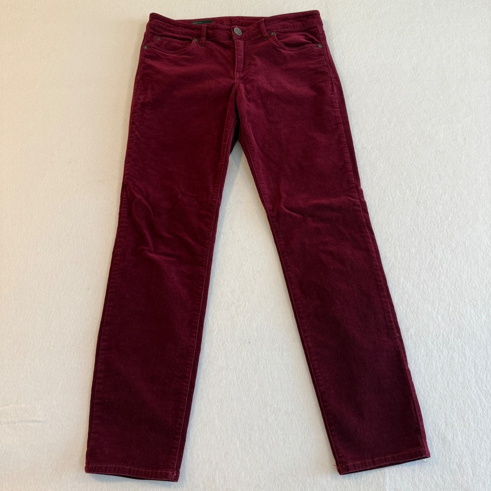 Kut from the‎ Kloth Diana Skinny Pants Womens 10 Burgundy Corduroy Mid Rise